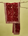 Manyavar Men Red Velvet Dupatta with Embroidery