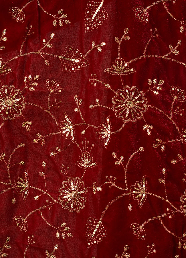 Manyavar Men Red Velvet Dupatta with Embroidery