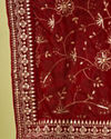 Manyavar Men Red Velvet Dupatta with Embroidery