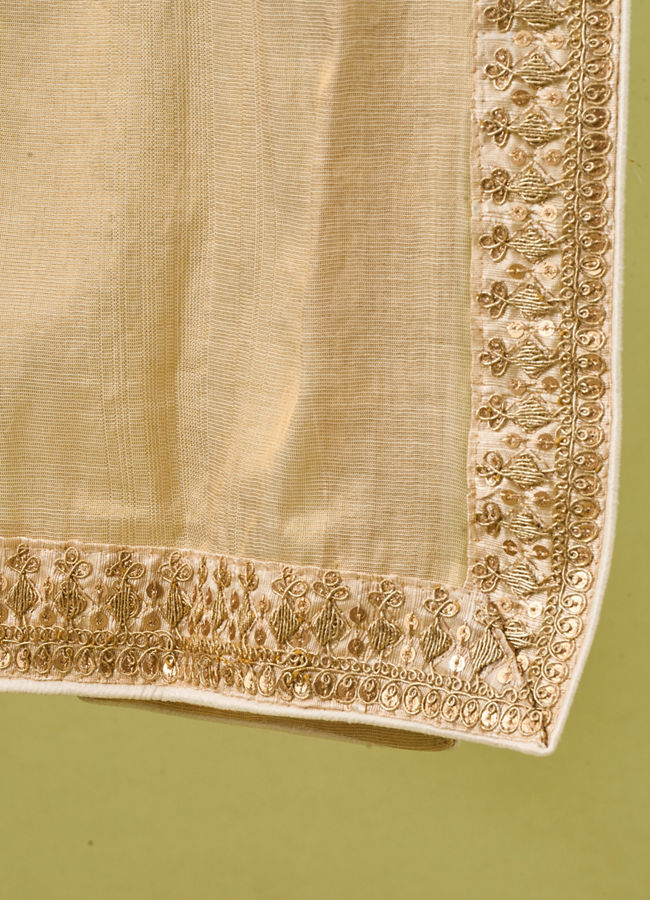 Manyavar Men Gold Tissue Dupatta with Embroidery