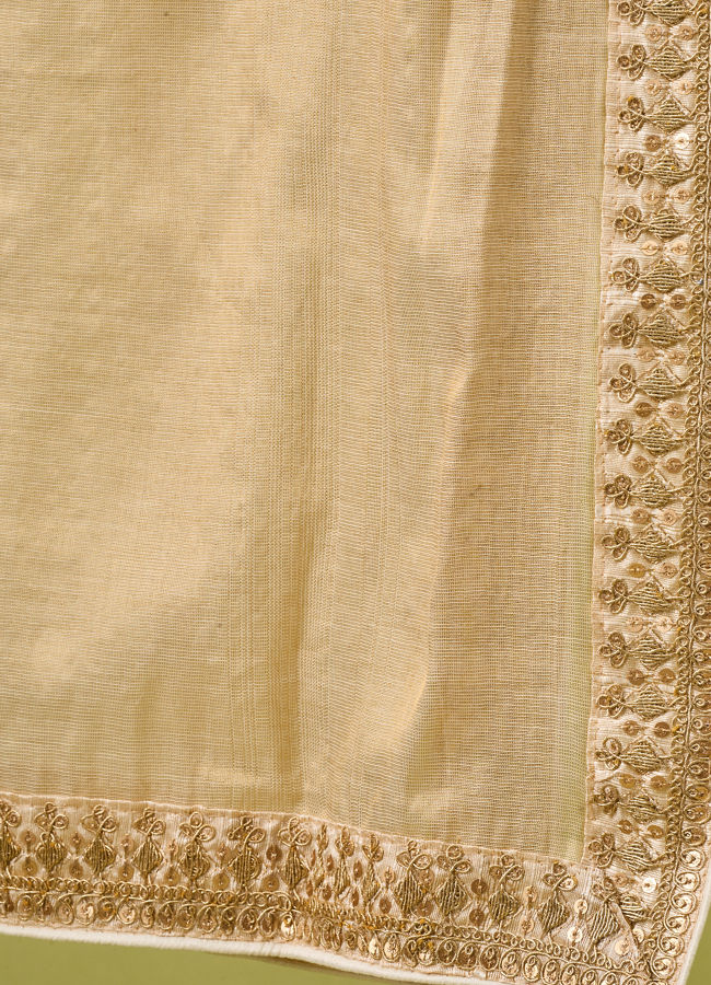Manyavar Men Gold Tissue Dupatta with Embroidery