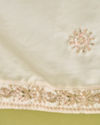 Manyavar Men White Satin Dupatta with Embroidery