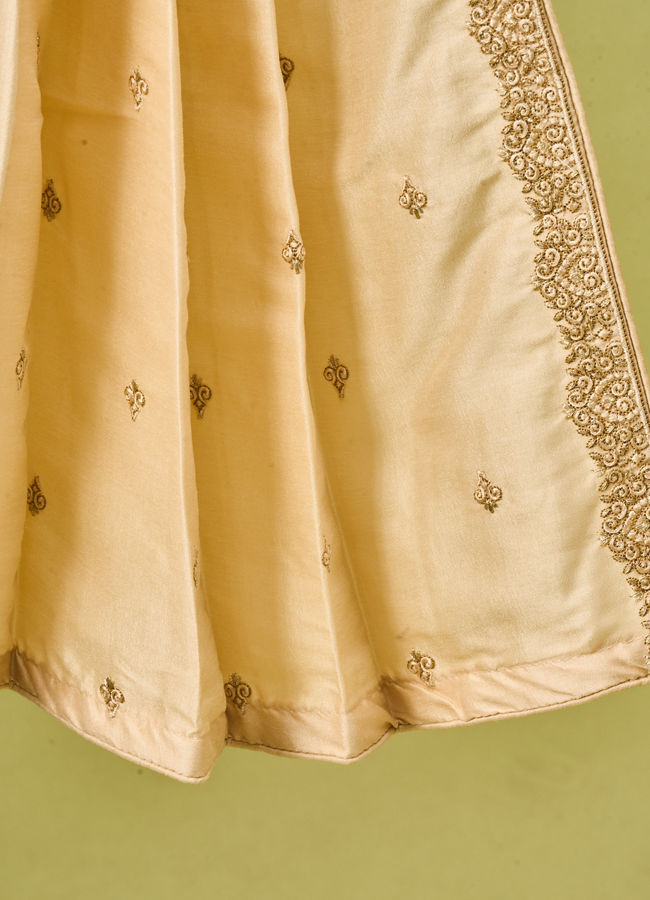 Manyavar Men White Art Silk Dupatta with Embroidery
