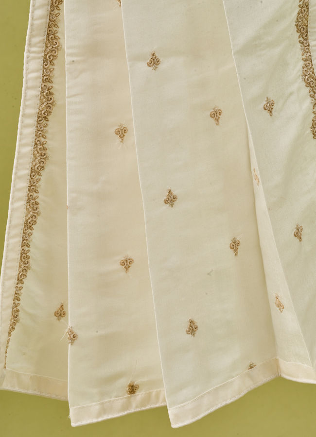 Manyavar Men Beige Art Silk Dupatta with Embroidery