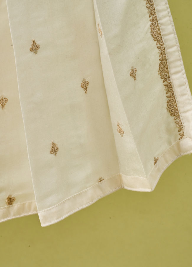Manyavar Men Beige Art Silk Dupatta with Embroidery