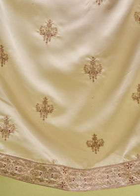 Manyavar Men Champagne Satin Dupatta with Embroidery