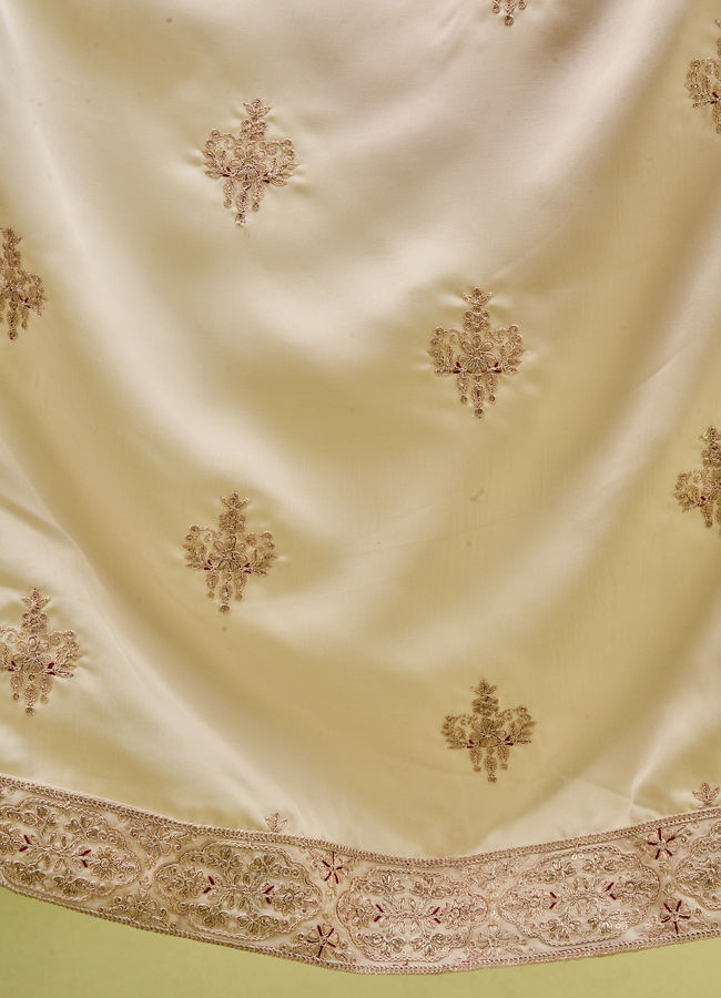 Manyavar Men Champagne Satin Dupatta with Embroidery