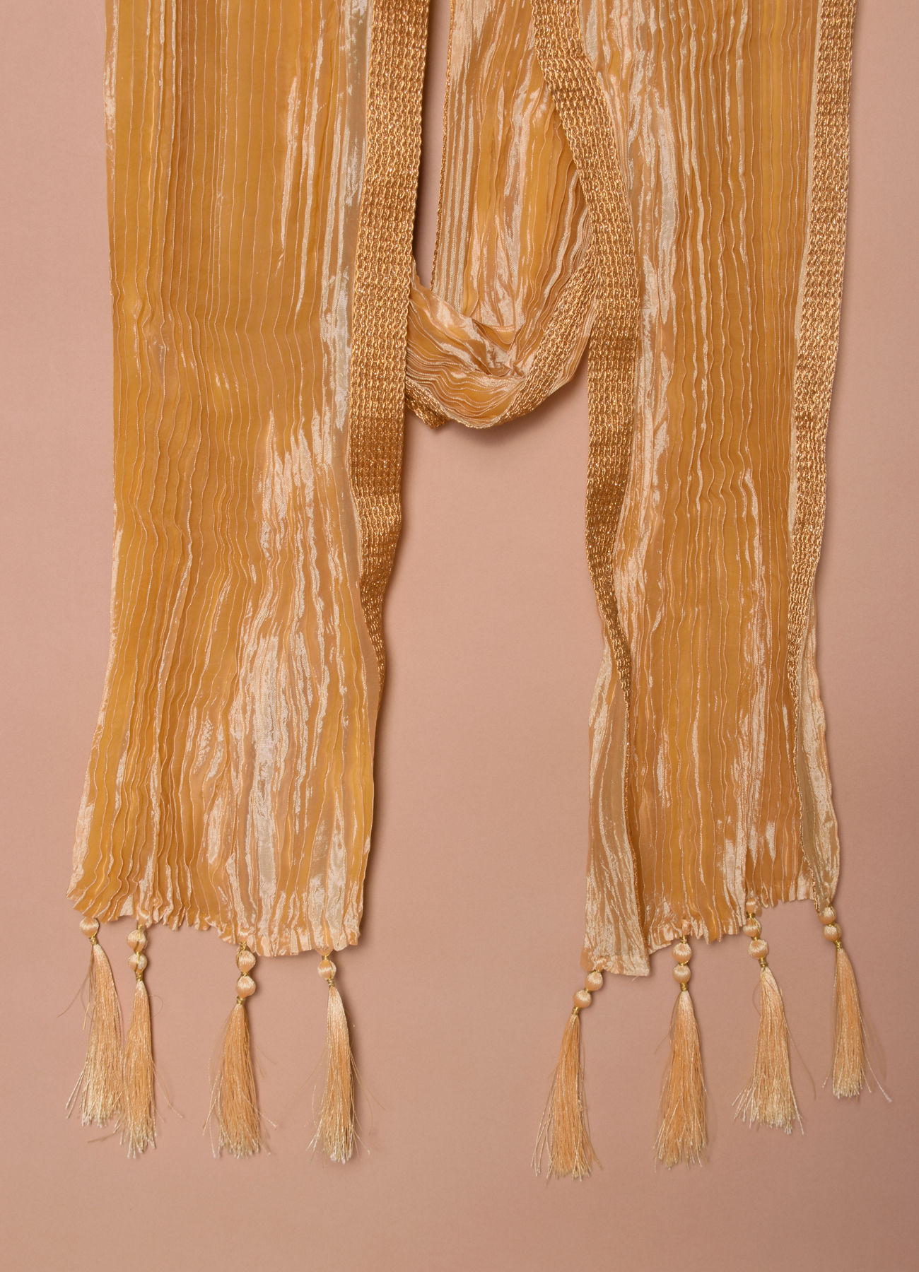 Manyavar Men Cloud Cream Pleated Traditional Stole