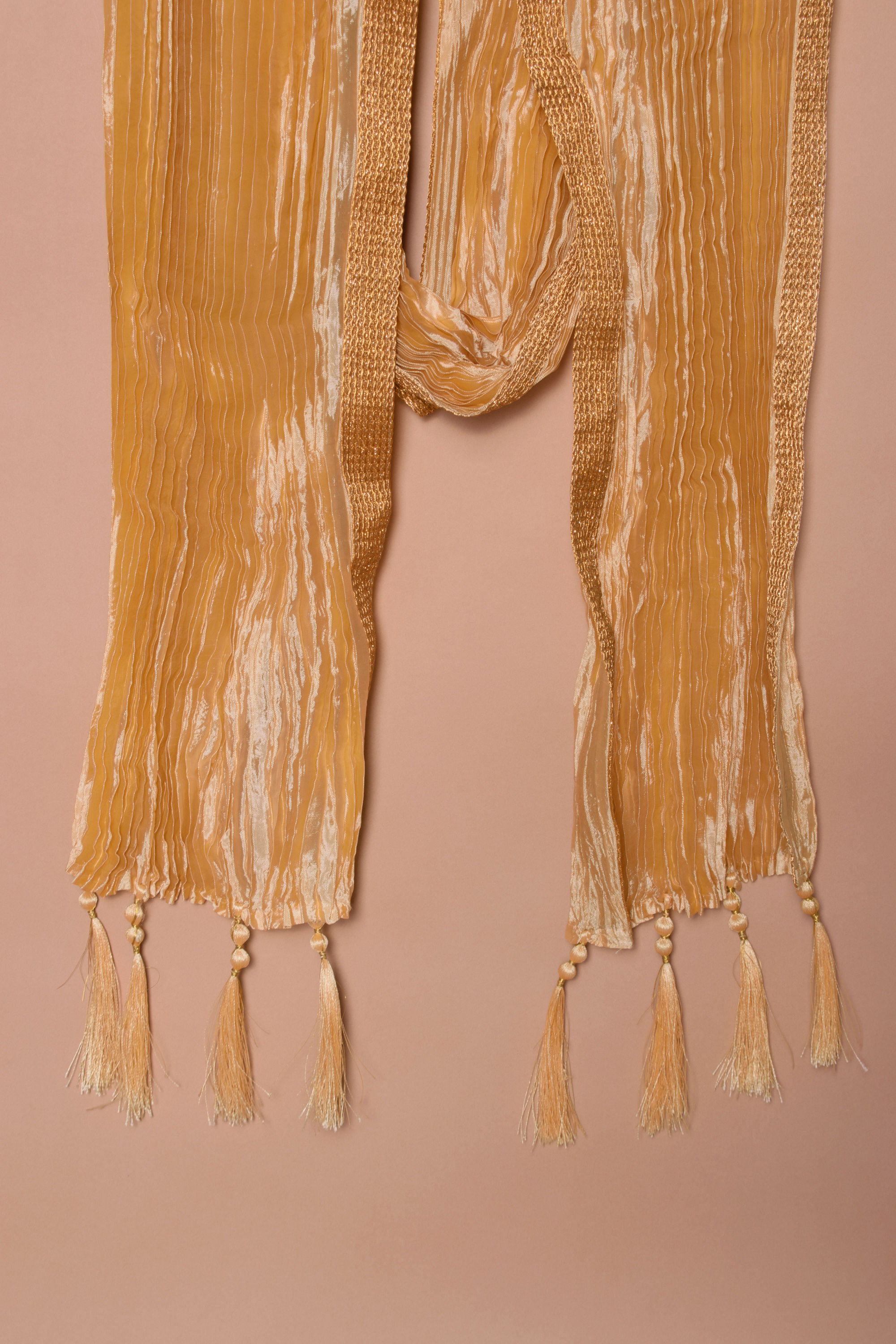 Manyavar Men Cloud Cream Pleated Traditional Stole