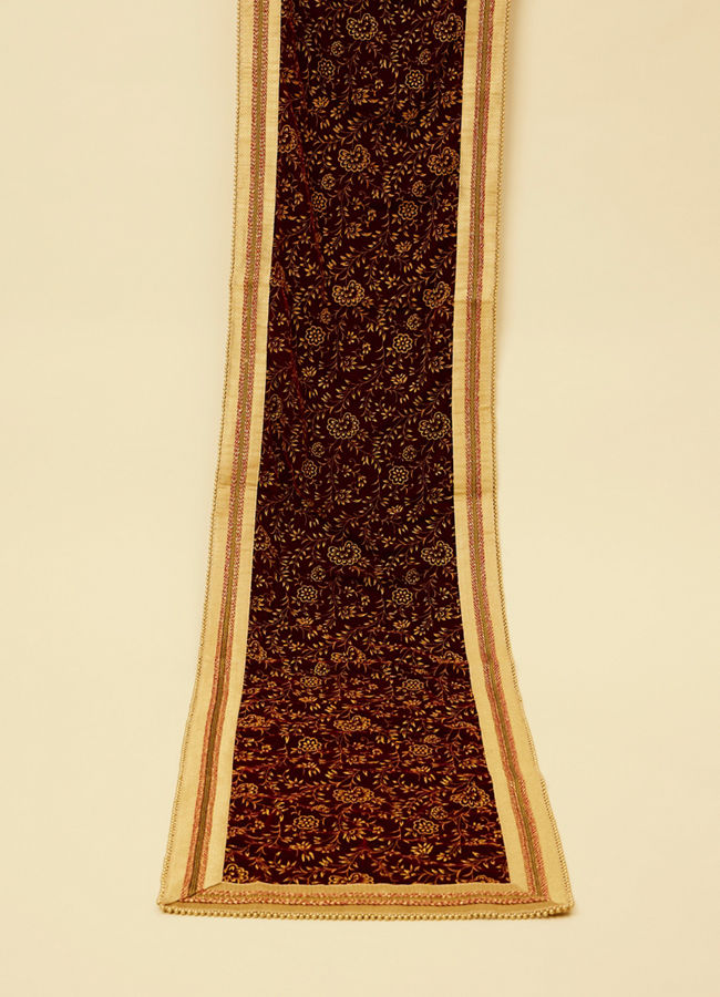 Manyavar Men Classic Velvet Maroon Dupatta