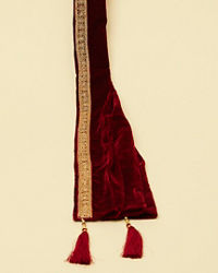 Manyavar Men Bright Maroon Pleated Dupatta