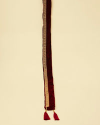 Manyavar Men Bright Maroon Pleated Dupatta