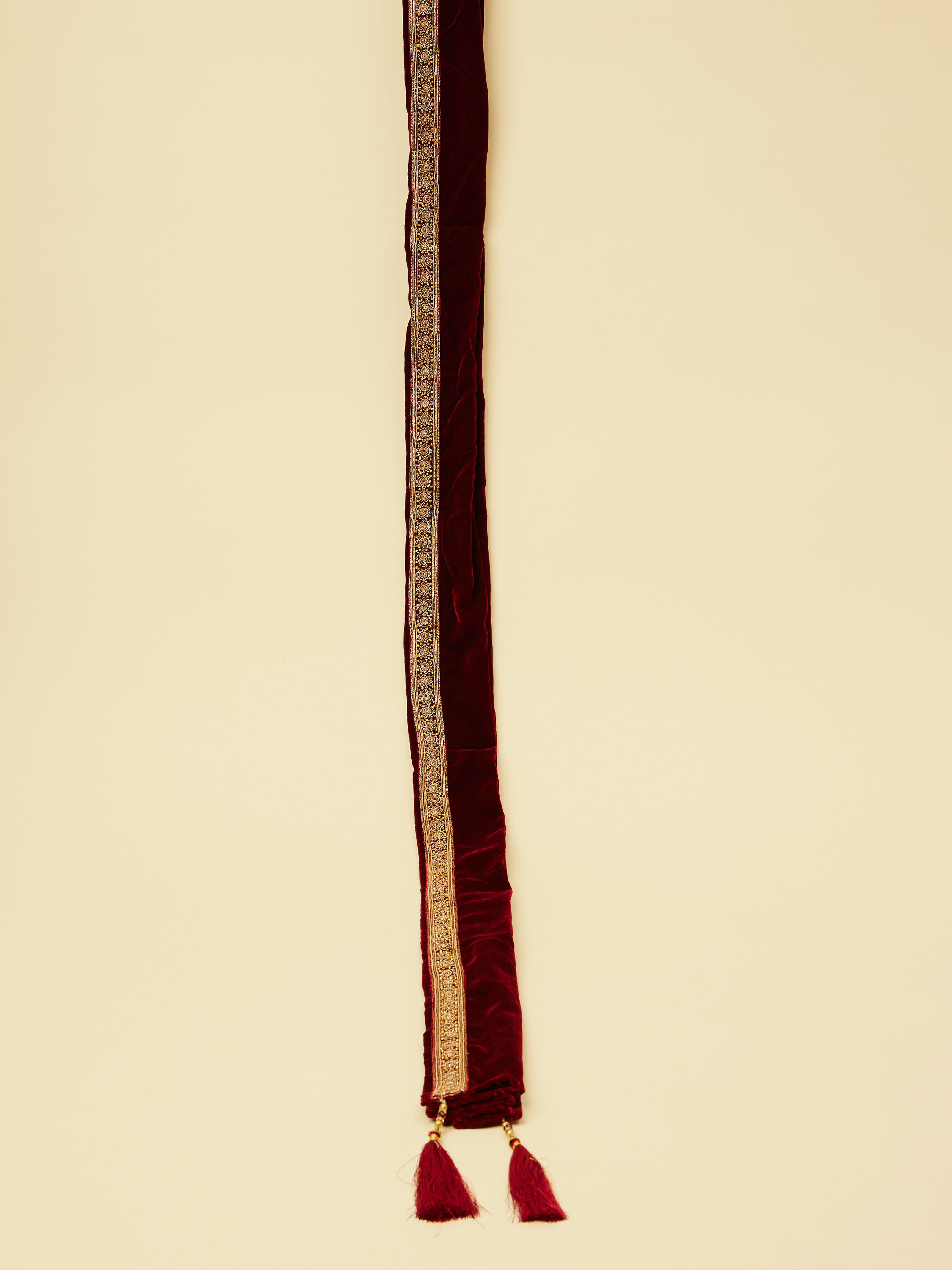 Manyavar Men Bright Maroon Pleated Dupatta