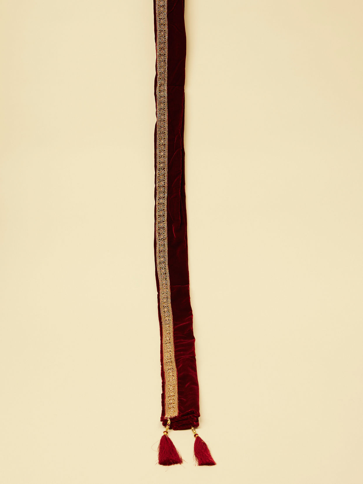 Manyavar Men Bright Maroon Pleated Dupatta