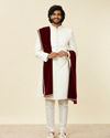 alt message - Manyavar Men Classic Maroon Polki Dotted Dupatta image number 2