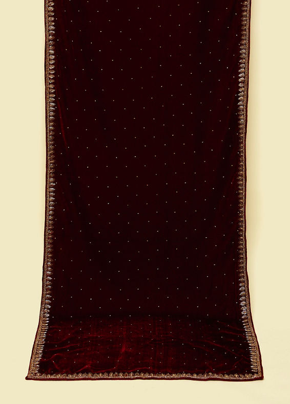 Manyavar Men Classic Maroon Polki Dotted Dupatta