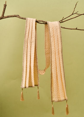 Manyavar Men Beige Art Silk Dupatta with Tassels