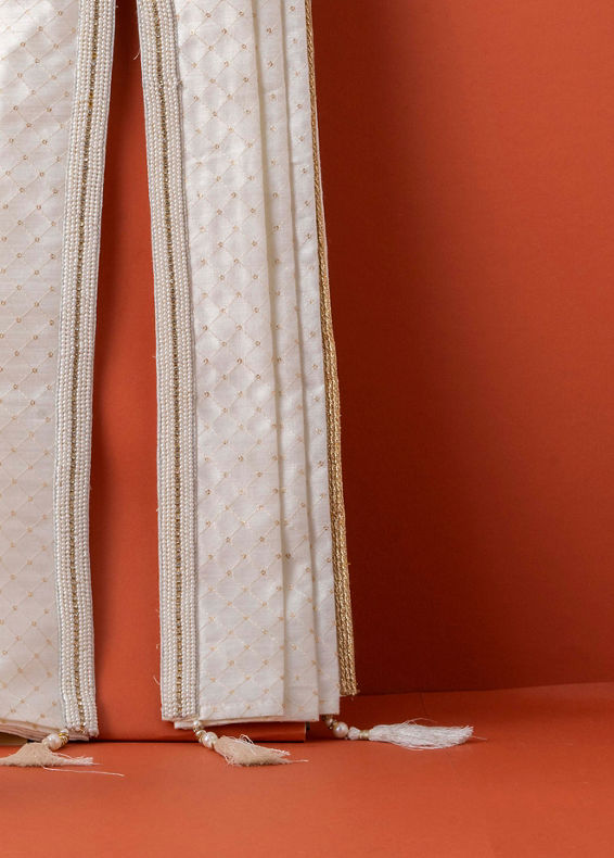 Manyavar Men Ivory White Sequined Stole