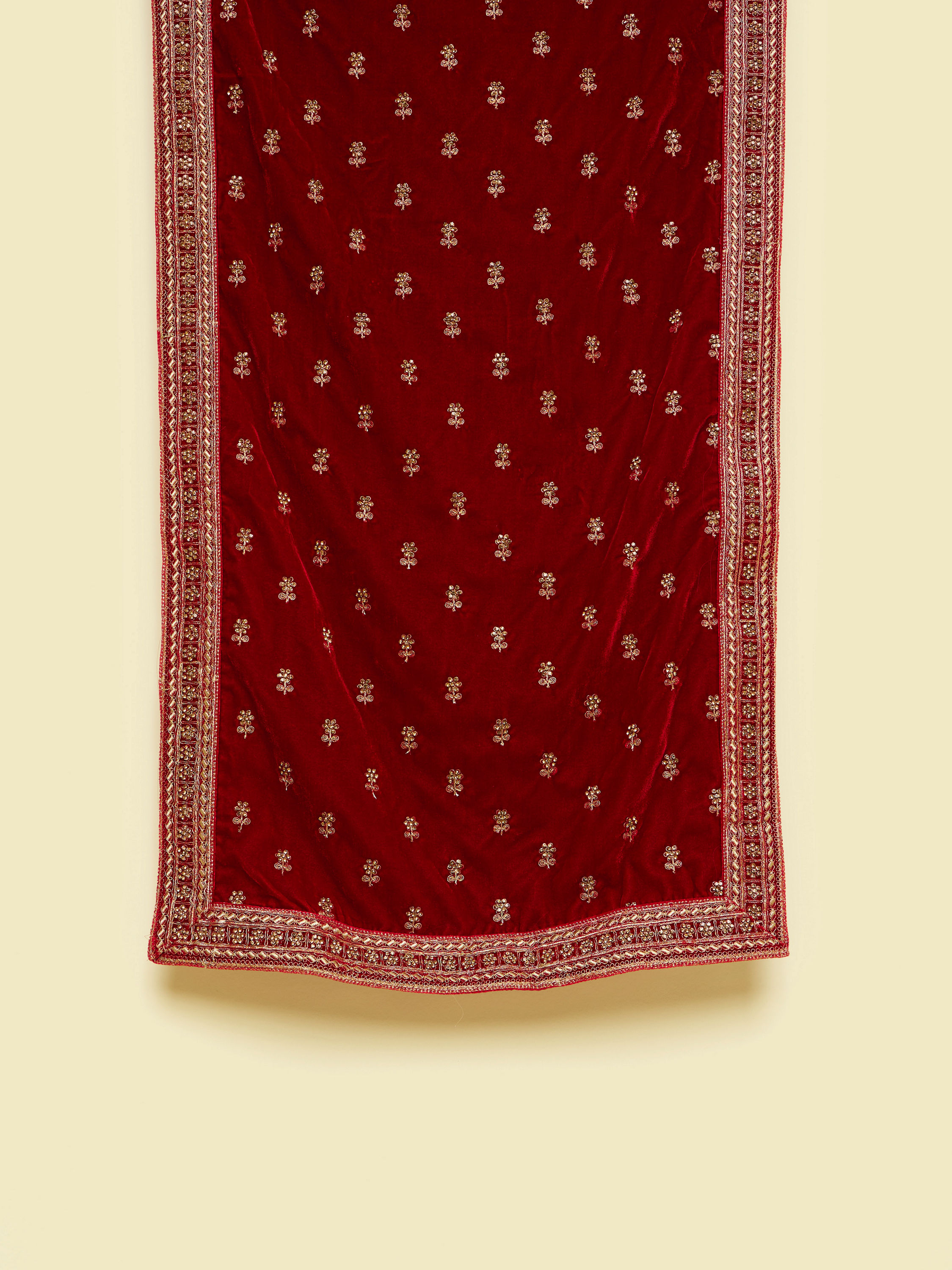 Manyavar Men Festive Red Velvet Dupatta