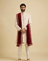 Manyavar Men Festive Red Velvet Dupatta image number 2