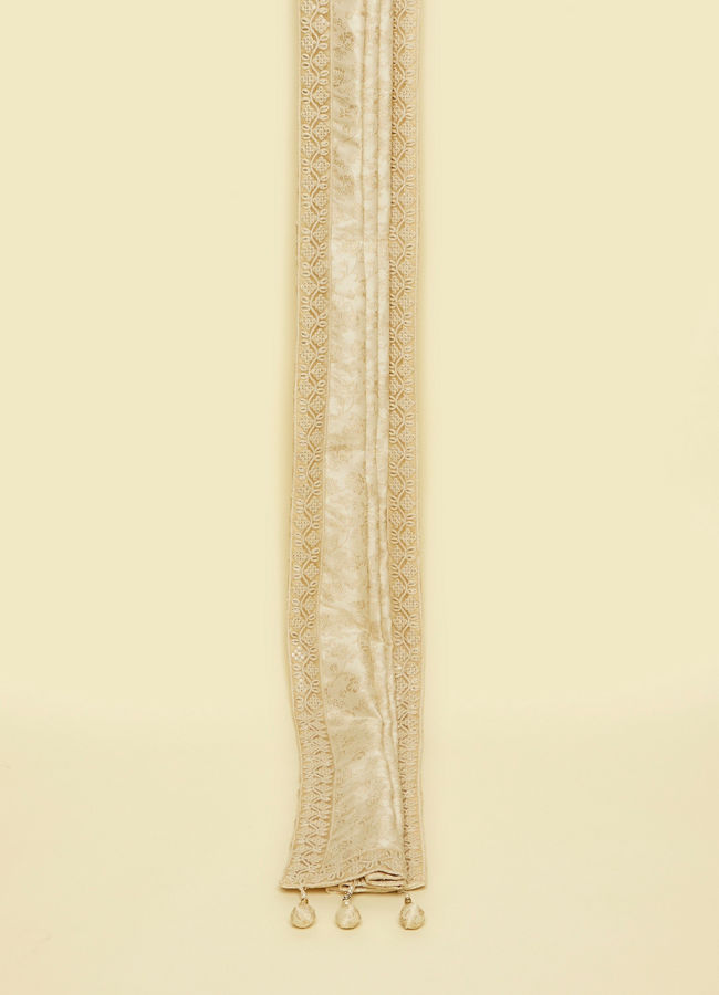 Manyavar Men Cream Coloured Festive Dupatta