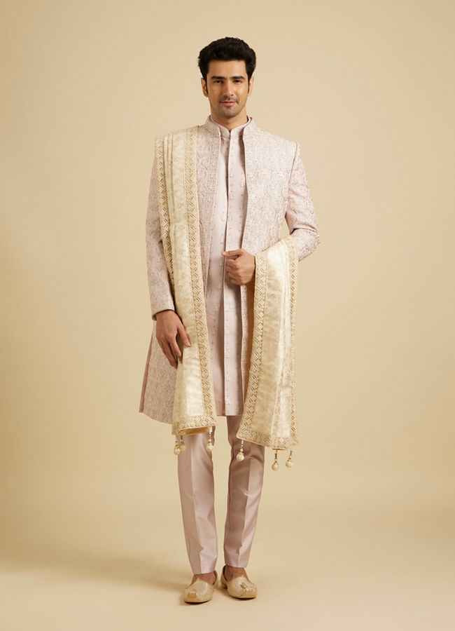 Manyavar Men Cream Coloured Festive Dupatta image number 2