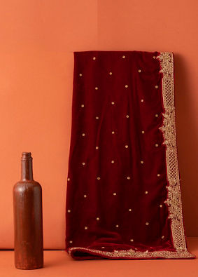 Manyavar Men Classic Red Bel Buti Patterned Dupatta