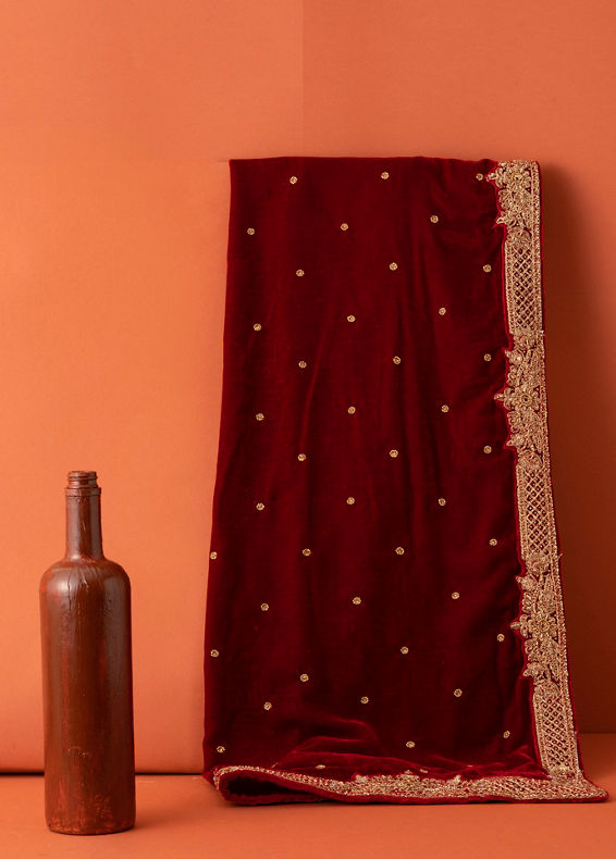 Manyavar Men Classic Red Bel Buti Patterned Dupatta