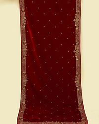 Manyavar Men Classic Red Bel Buti Patterned Dupatta