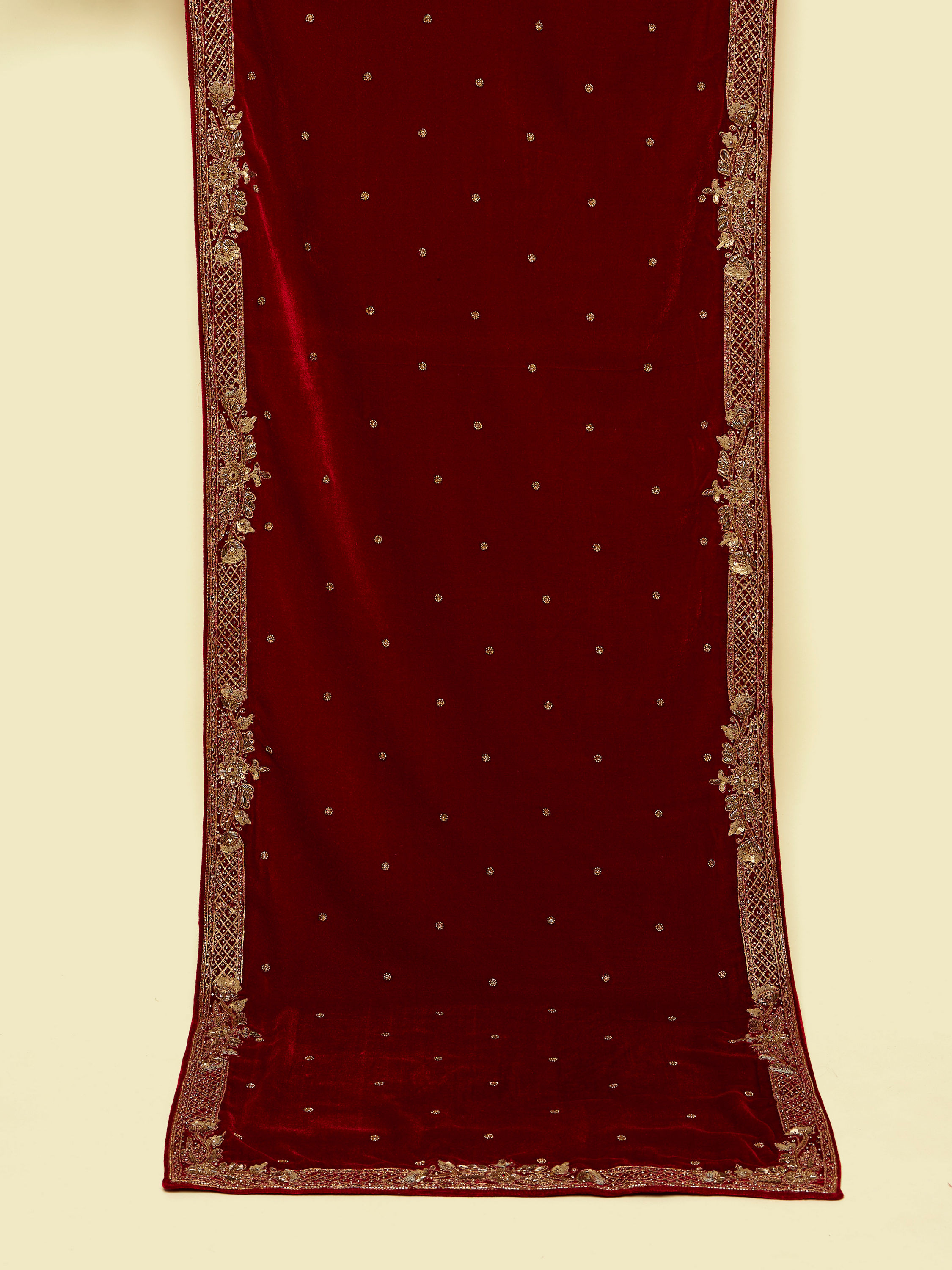 Manyavar Men Classic Red Bel Buti Patterned Dupatta