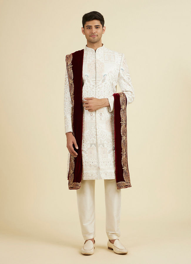 Manyavar Men Velvety Maroon Elegance Dupatta