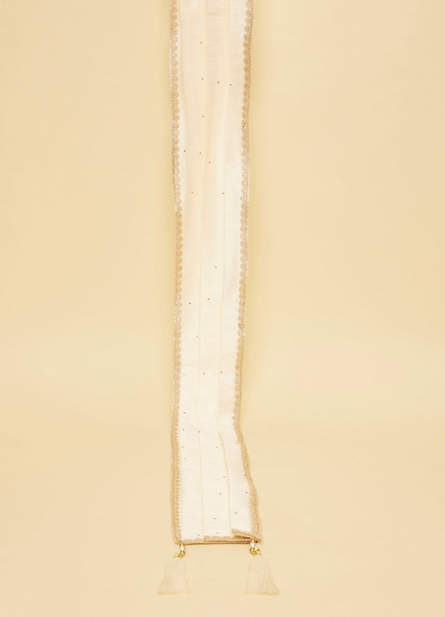 Manyavar Men Cream Diamond Patterned Stole