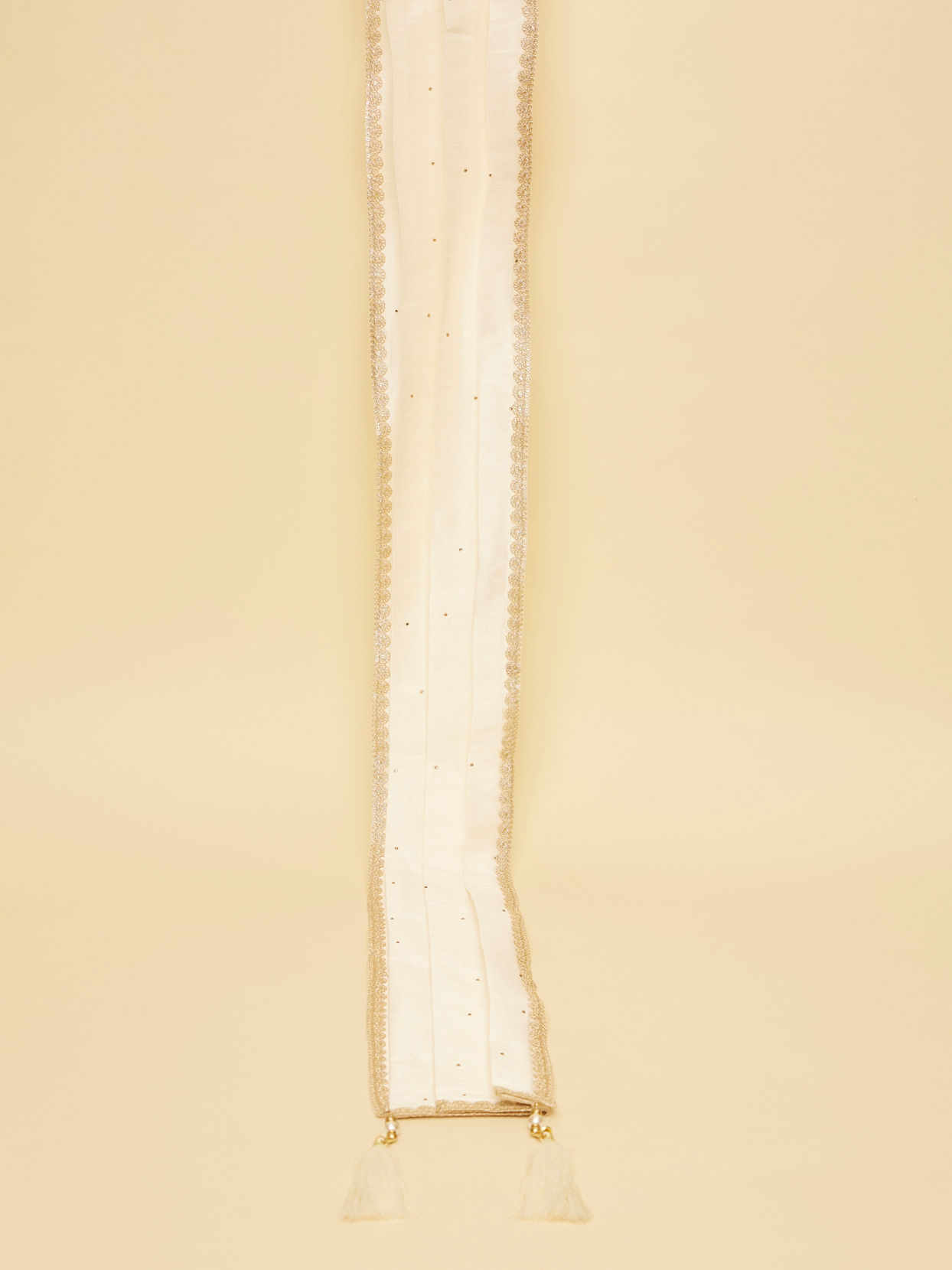 Manyavar Men Cream Diamond Patterned Stole