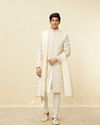 alt message - Manyavar Men Cream Gota Patti Bordered Stole image number 1