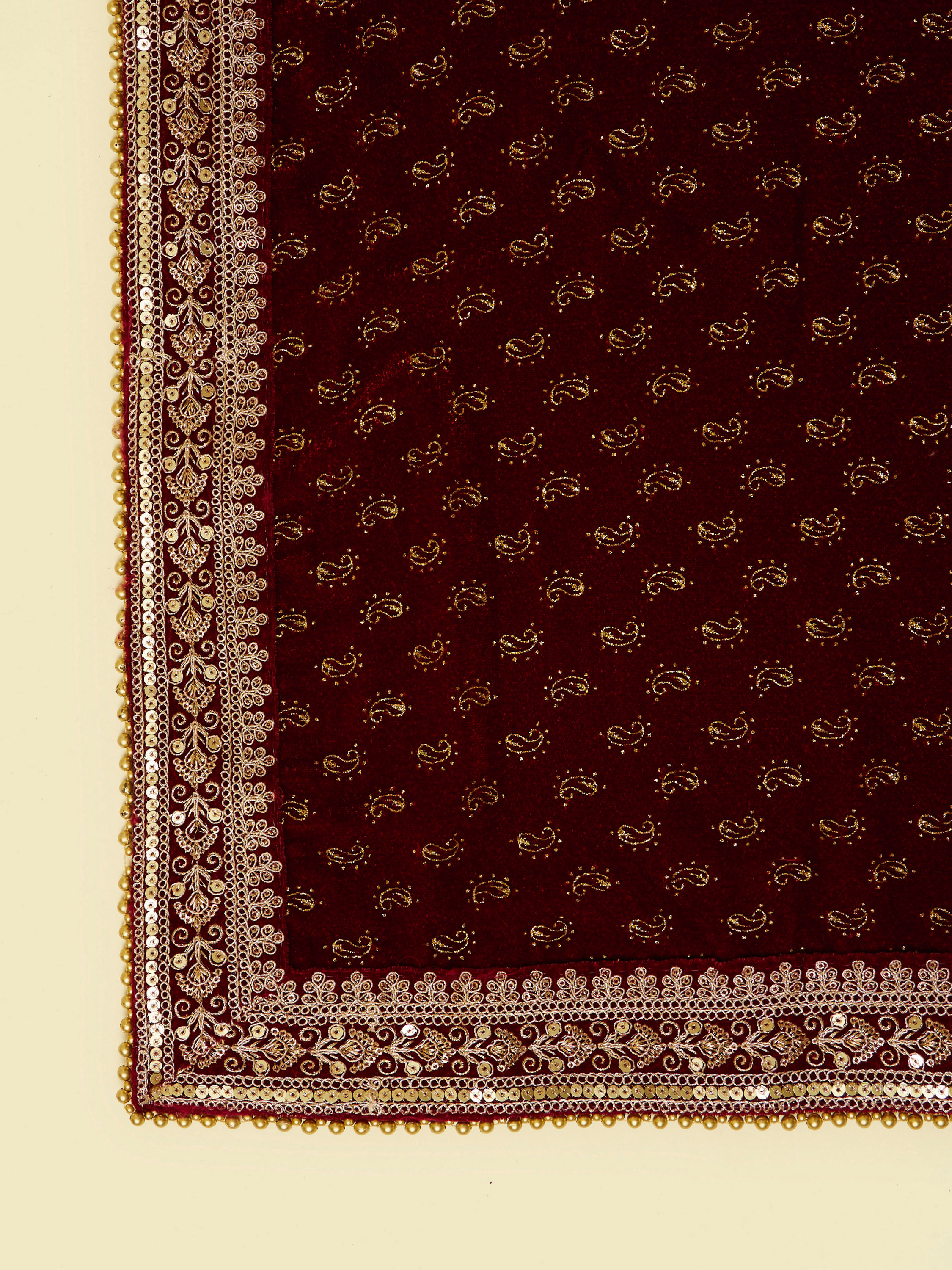 Manyavar Men Dark Maroon Paisley Motif Dupatta