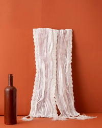 Manyavar Men Warm White Pleated Dupatta with Sequinned Borders