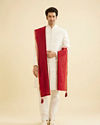 Manyavar Men Maroon Chanderi Dupatta image number 2