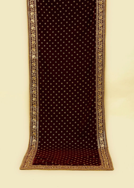 Manyavar Men Maroon Velvet Grandeur Dupatta