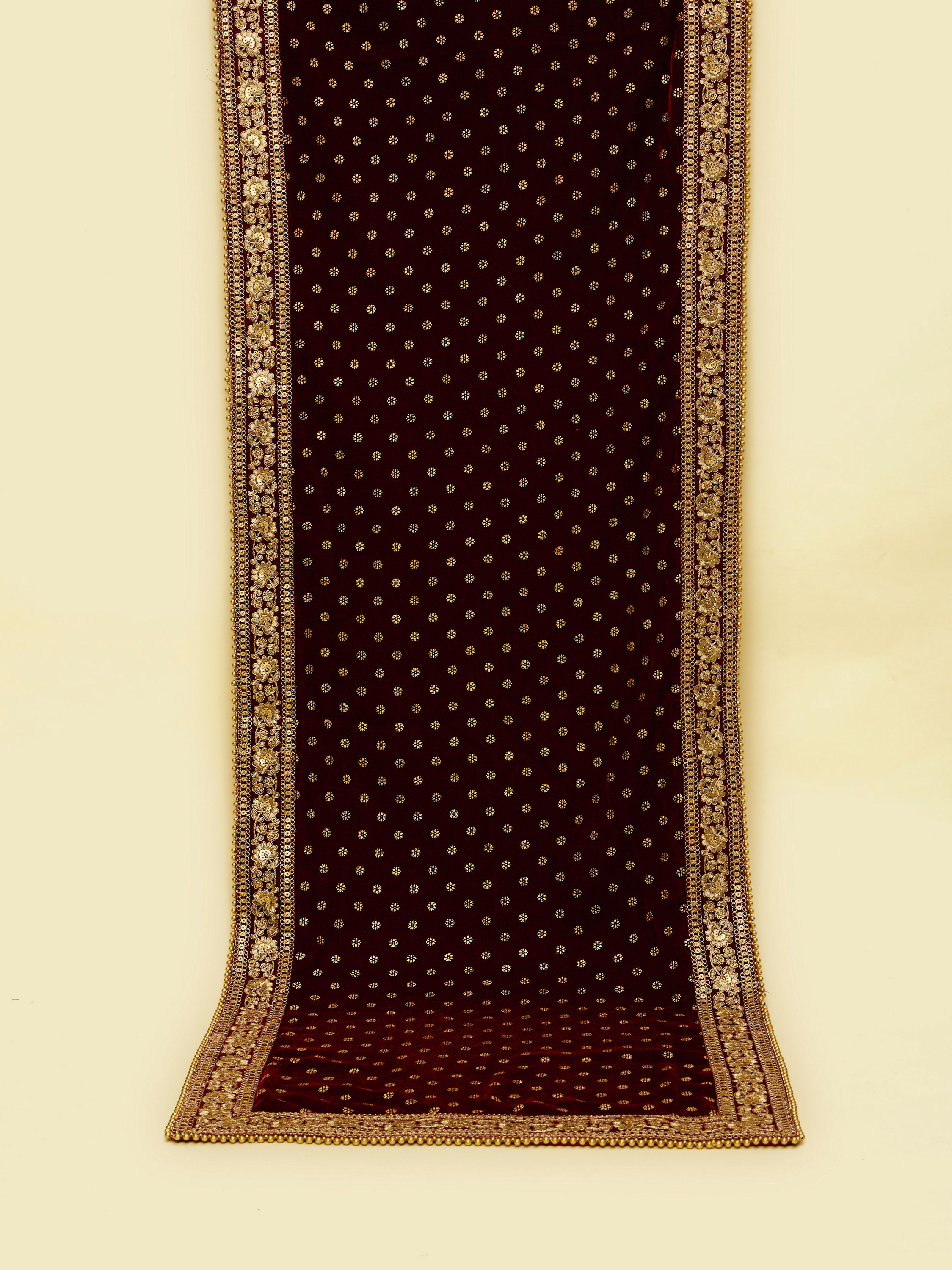 Manyavar Men Maroon Velvet Grandeur Dupatta