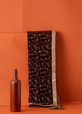 Manyavar Men Rich Maroon Velvet Dupatta