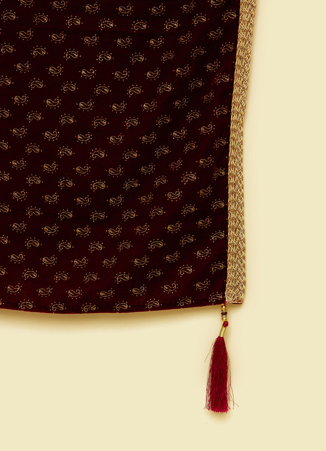 Manyavar Men Rich Maroon Velvet Dupatta