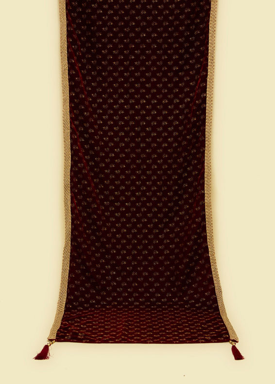 Manyavar Men Rich Maroon Velvet Dupatta