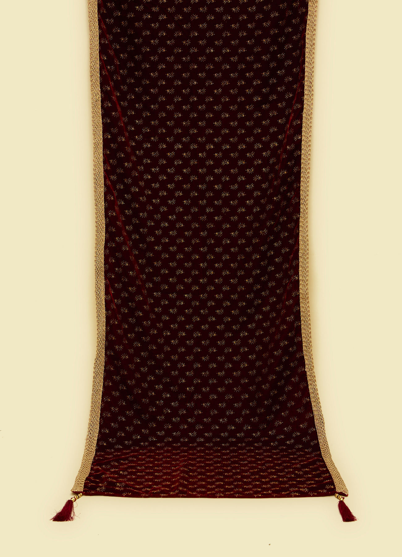 Manyavar Men Rich Maroon Velvet Dupatta