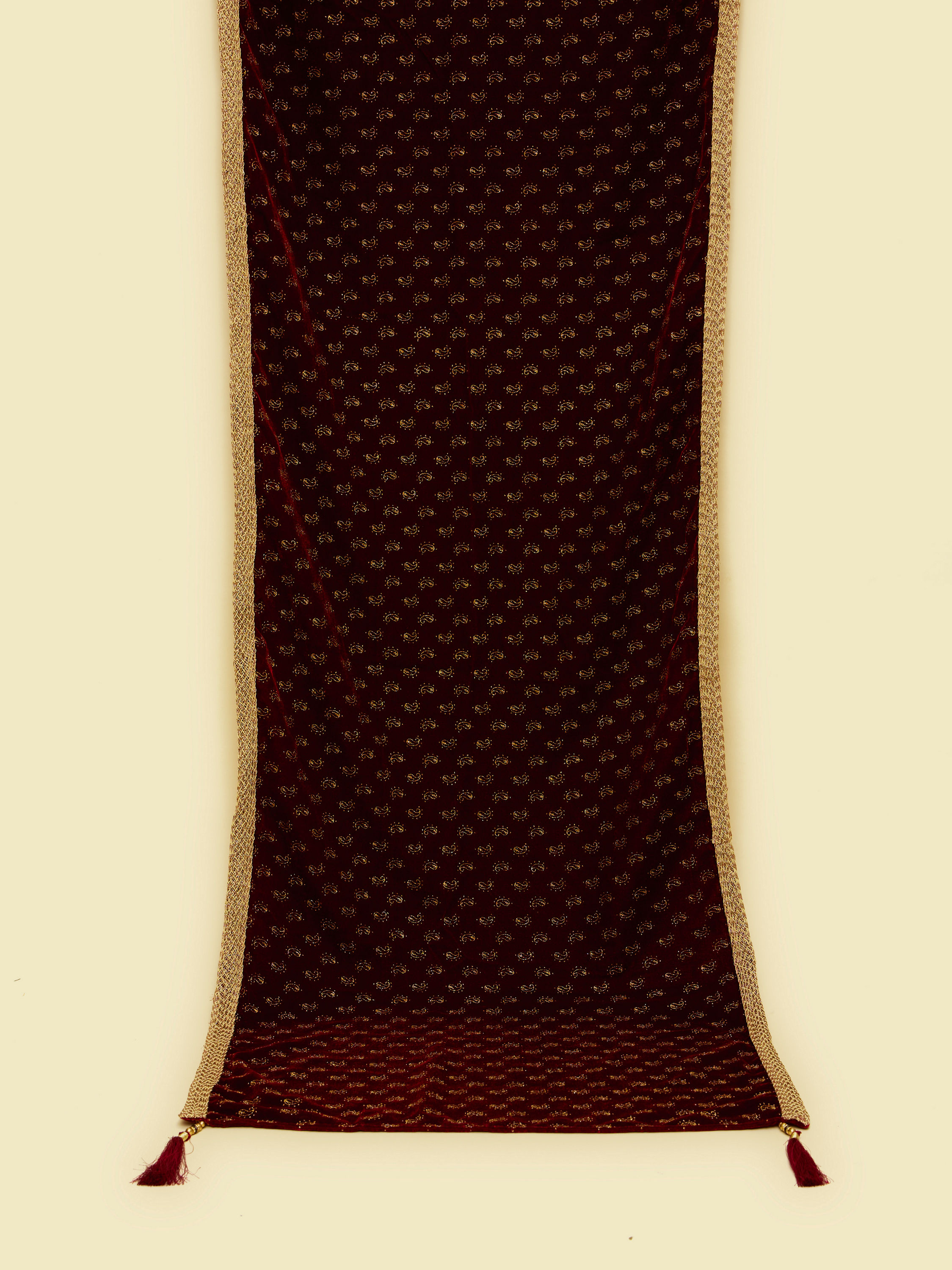 Manyavar Men Rich Maroon Velvet Dupatta