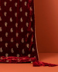 Manyavar Men Maroon Velvet Festive Dupatta