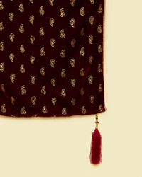 Manyavar Men Maroon Velvet Festive Dupatta
