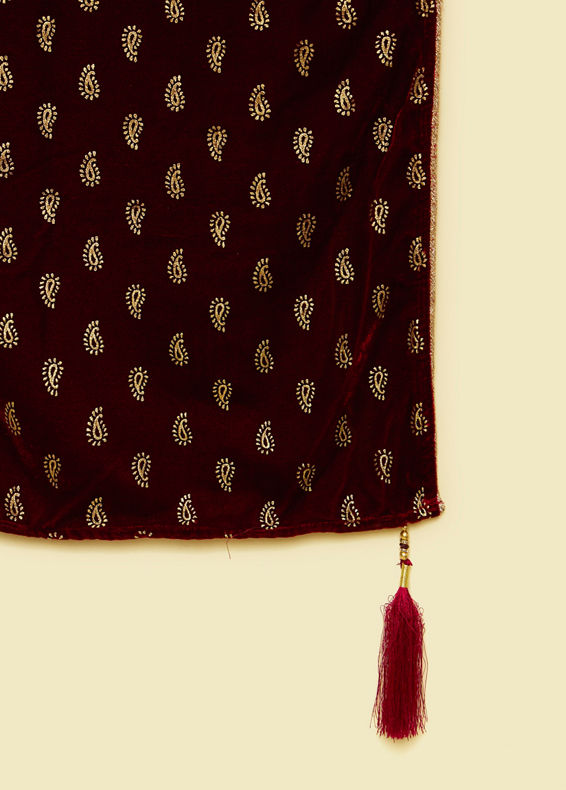 Manyavar Men Maroon Velvet Festive Dupatta