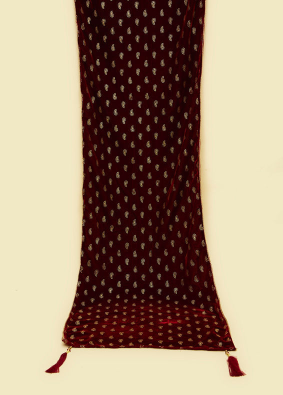 Manyavar Men Maroon Velvet Festive Dupatta