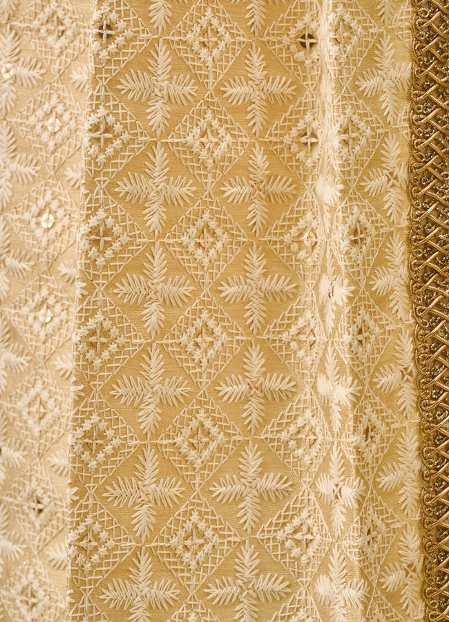 Manyavar Men Beige Art Silk Dupatta with Embroidery