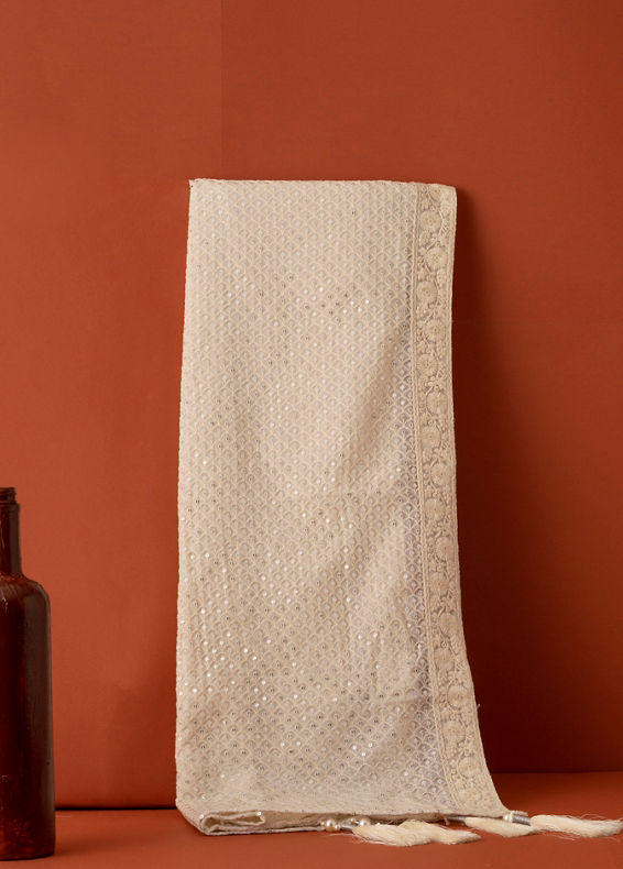 Manyavar Men Cream Georgette Dupatta